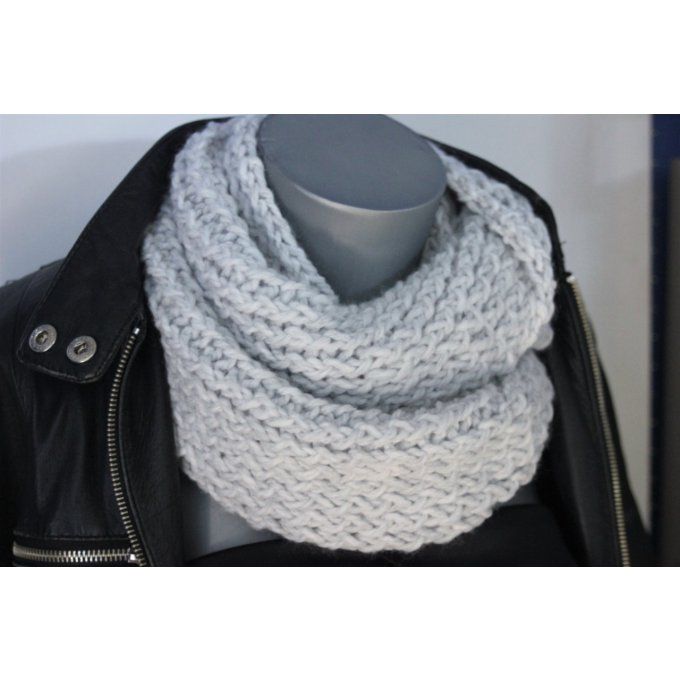 Snood - écharpe oversize en laine gris clair