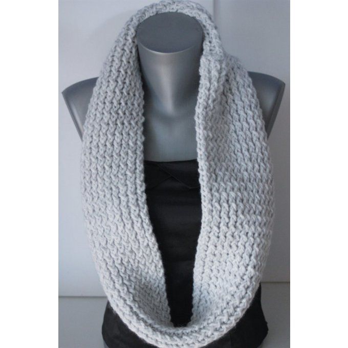 Snood - écharpe oversize en laine gris clair