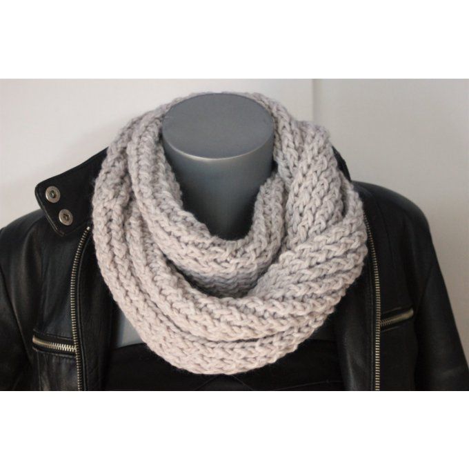 Snood - écharpe oversize en laine beige clair