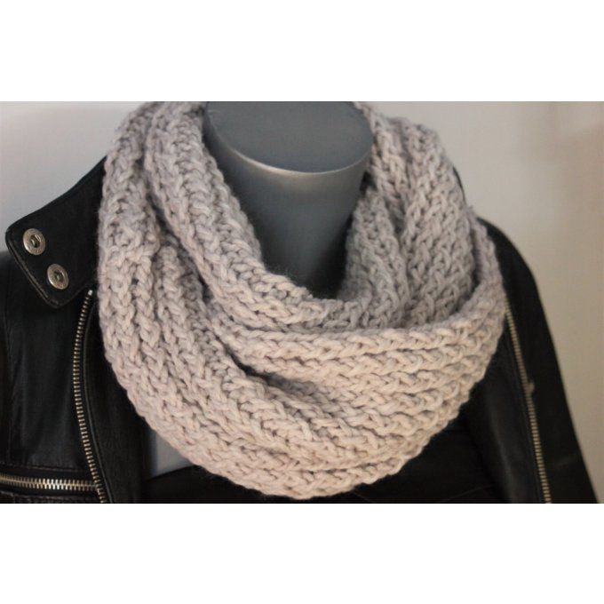 Snood - écharpe oversize en laine beige clair