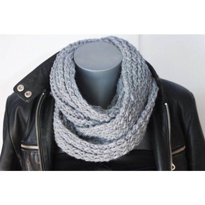 Snood - écharpe oversize en laine grise