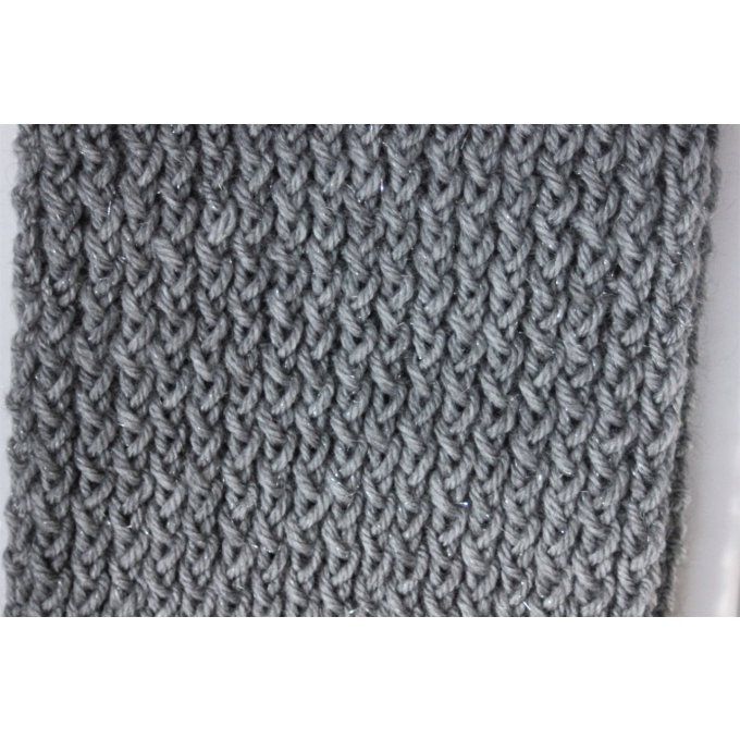 Snood - écharpe en laine de couleur gris pailleté 