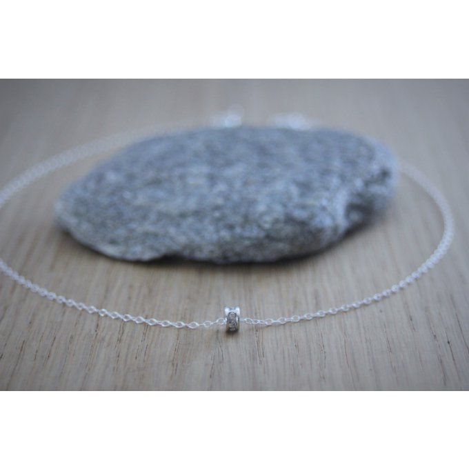 Collier argent massif rondelle strass en cristal Swarovski