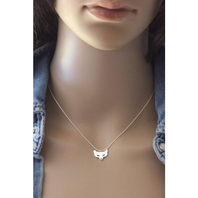 Collier en argent massif pendentif renard